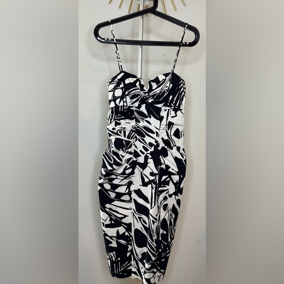 Vintage 90s Y2K Cache black and white bodycon midi dress chic sexy size 8 EUC - Picture 10 of 11